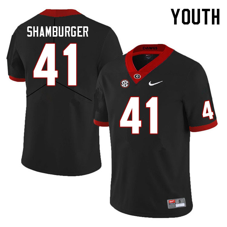 Youth #41 Denton Shamburger Georgia Bulldogs College Football Jerseys Sale-Black